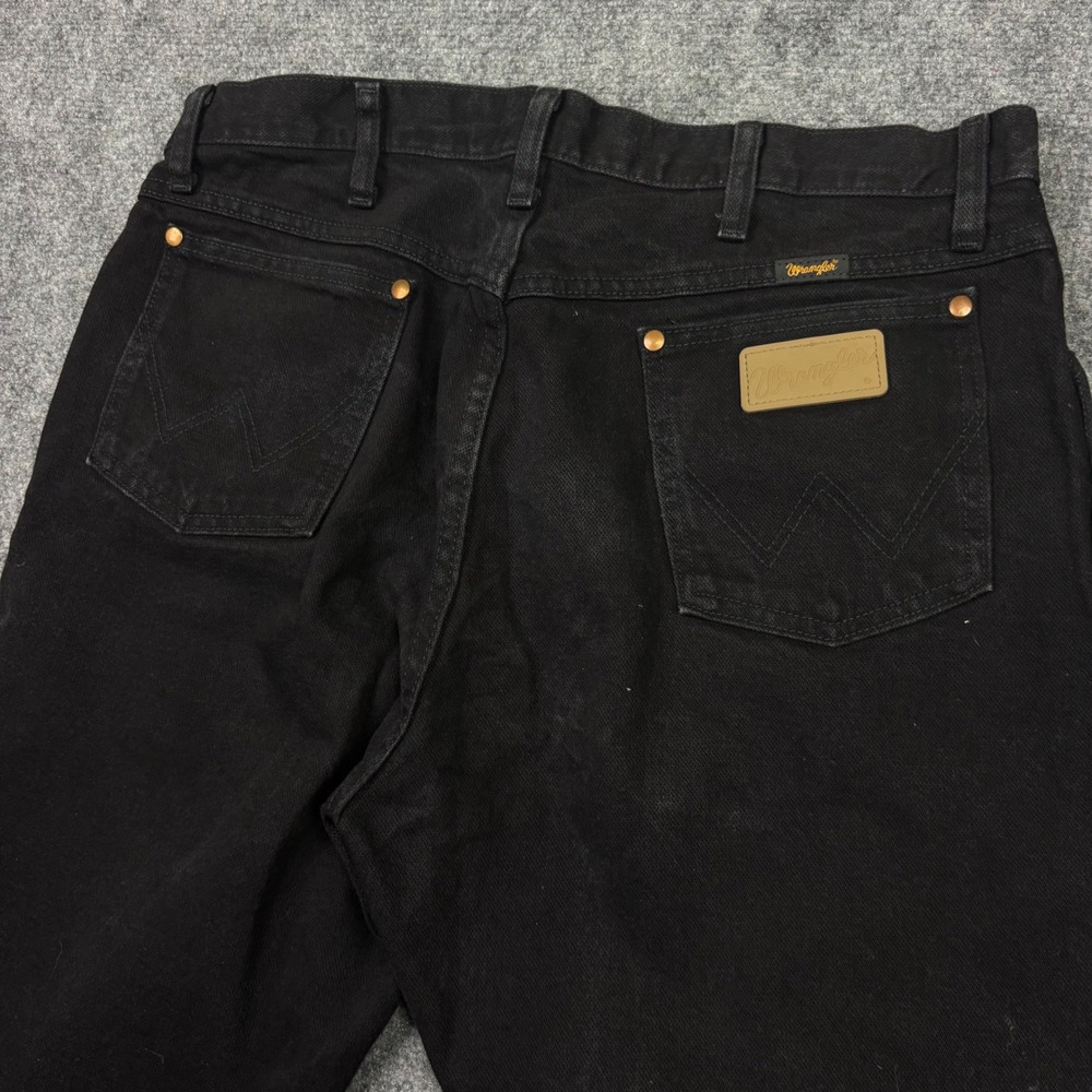 Wrangler Jeans Mens 35x32 Black Cowboy Cut Straight Leg Denim Western Workwear